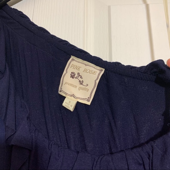 Navy One Shoulder Ruffle Dress - Picture 4 of 4